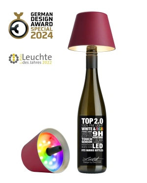 TOP 2.0 - bordeaux, rechargeable bottle light