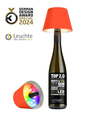 TOP 2.0 - orange fluo, lampe-bouteille à accu