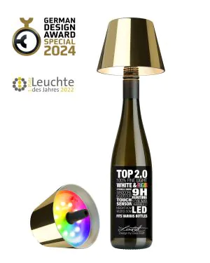 TOP 2.0 - gold, Akku-Flaschenleuchte