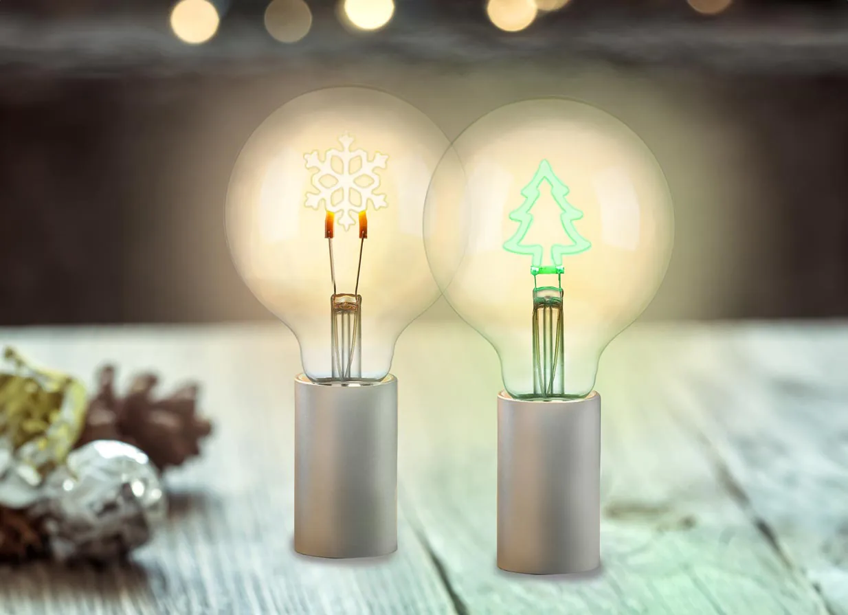 Bild von LED Lampen Schneeflocke und Tannenbaum